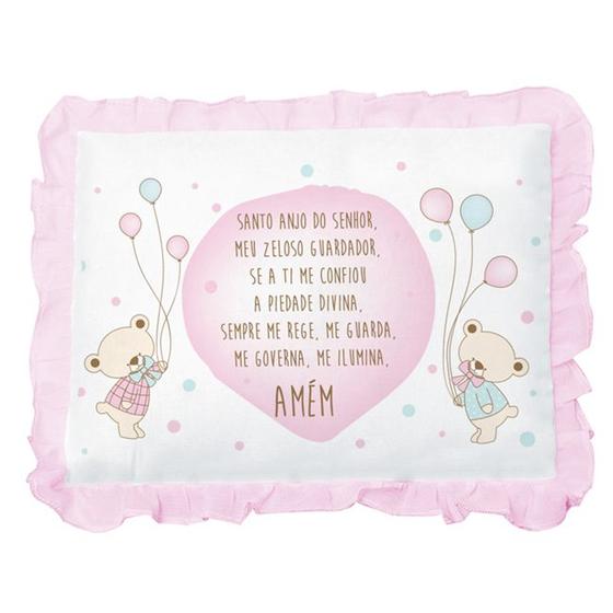Imagem de Almofada Travesseiro Infantil Com Oração Estampado Com Babado 35x28 Papi Textil