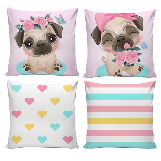 Imagem de Almofadas Capa de Almofadas Decorativas Animais Kit 4 Capas  45x45cm com Zíper - Iv Enxovais