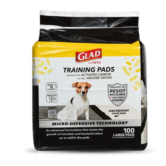 Imagem de Almofadas de treinamento para cachorros Glad for Pets Activated Carbon 100 ct