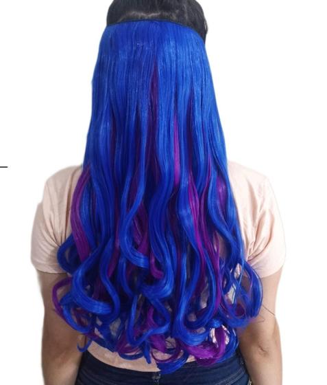 Imagem de Alongamento Aplique Tic Tac Ondulado Azul Com Magenta 60Cm
