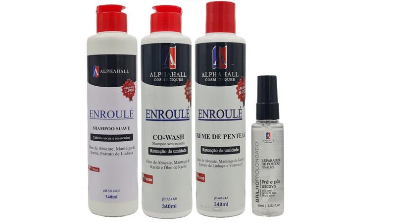 Imagem de Alphahall Enroulé Liberado Shampoo e Co Wash e Creme de Pentear e Sérum Brilho Prolongado