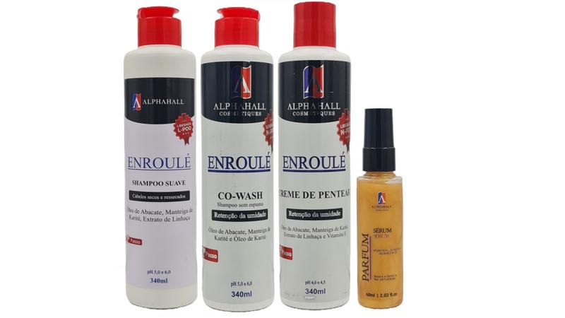 Imagem de Alphahall Enroulé Liberado Shampoo e Co Wash e Creme de Pentear e Sérum Ouro