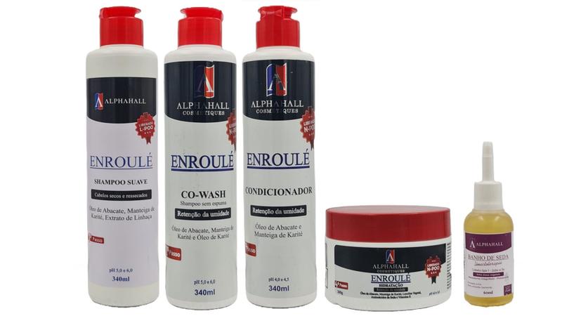 Imagem de Alphahall Enroulé Liberado Shampoo e Condicionador e Co Wash e Máscara e Óleo de Macadâmia