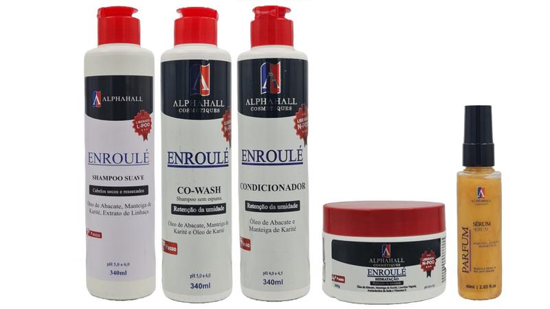 Imagem de Alphahall Enroulé Liberado Shampoo e Condicionador e Co Wash e Máscara e Sérum Ouro