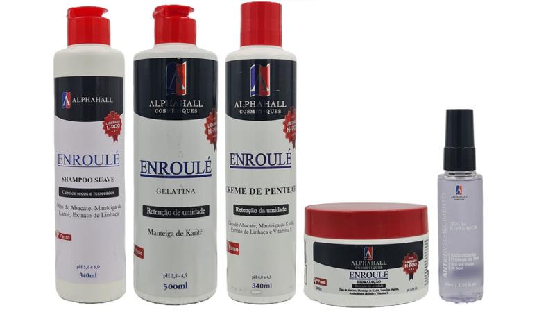 Imagem de Alphahall Enroulé Liberado Shampoo e Máscara e Gelatina e Creme Pentear e Sérum Antienvelhecimento