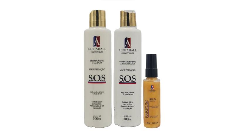 Imagem de AlphaHall S.O.S Shampoo e Condicionador e Sérum Ouro