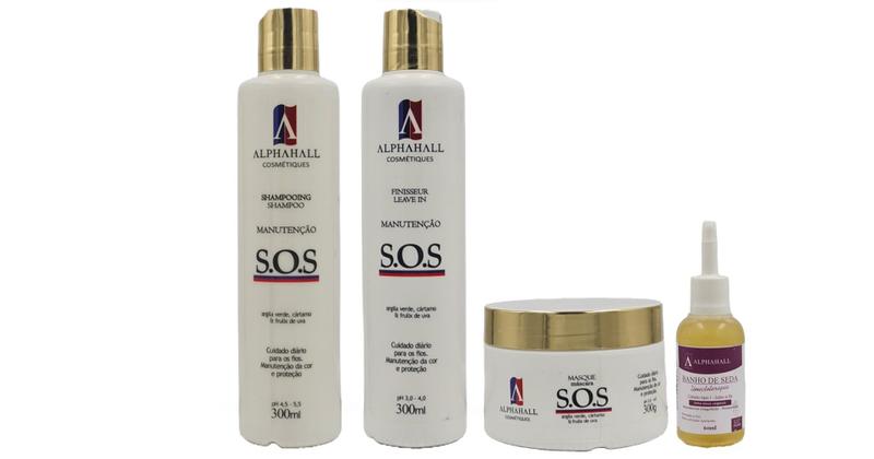 Imagem de AlphaHall S.O.S Shampoo e Máscara e Leave-in e Óleo de Macadâmia