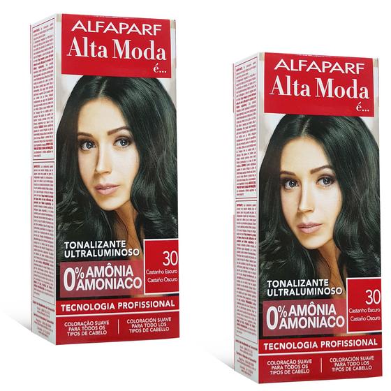 Imagem de Alta Moda Alfaparf kit c/2 Tonalizante 30 Castanho Escuro 120g