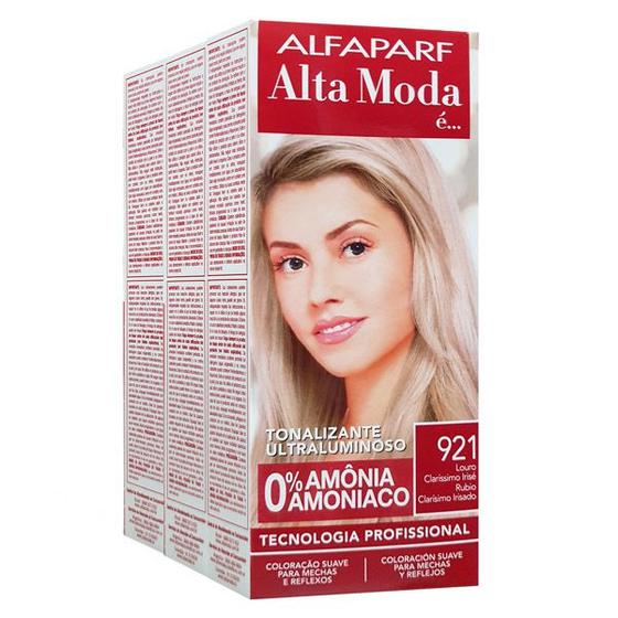 Imagem de Alta Moda Alfaparf kit c/3 Tonalizantes 921 Louro Claríssimo Irisé 120g