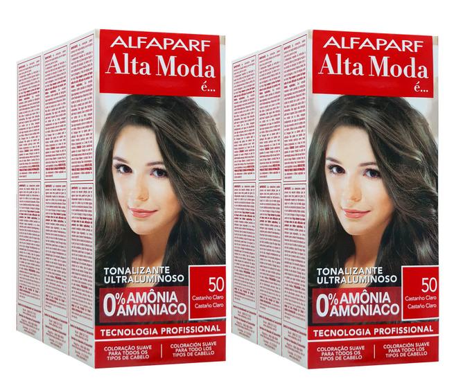 Imagem de Alta Moda Alfaparf kit c/6 Tonalizante 50 Castanho Claro 120g