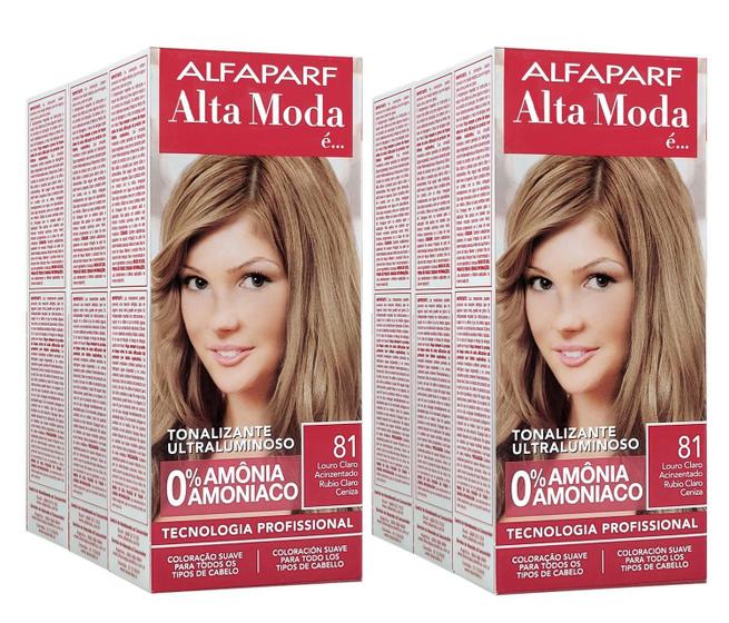 Imagem de Alta Moda Alfaparf kit c/6 Tonalizante 81 Louro Claro Acinzentado 120g