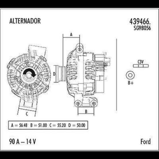 Imagem de Alternador 1Ah 12V Ford Ka 2000 a 2014 Valeo 439466.