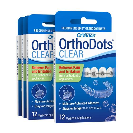 Alternativa de cera OrthoDots CLEAR Braces para alívio da dor - ORVANCE