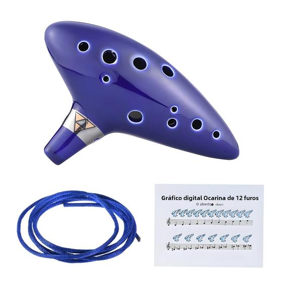 Imagem de Alto C 12 Buracos Ocarina Cerâmica Com Livro De Canções Cabo De Pescoço E Pontuação De Música