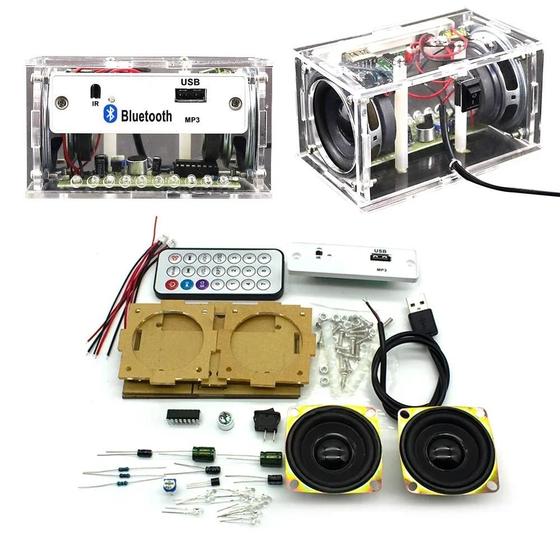 Imagem de Alto-falante Bluetooth Branco Kit DIY Projeto De Solda Eletrônica Prática De Ensino Estéreo