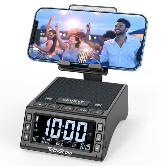 Imagem de Alto-Falante Bluetooth TechGlow com Suporte para Telefone e Estação de Carregamento