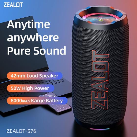 Imagem de Alto-falante Bluetooth ZEALOT S76 50W portátil à prova d'água