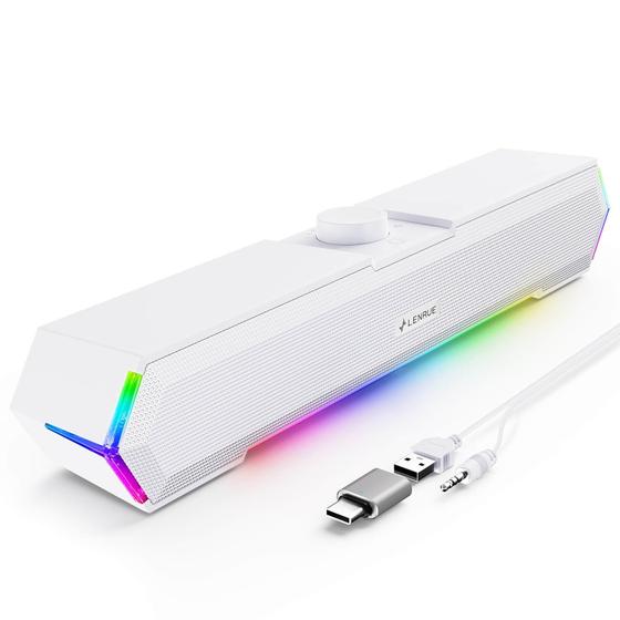 Imagem de Alto-falantes de computador LENRUE G11 Touch Lights USB C/USB White