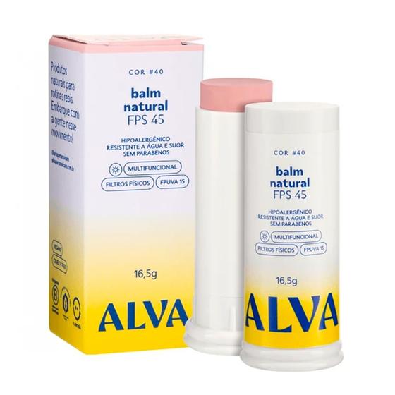 Imagem de Alva Balm Natural FPS 45 Cor 40 - Base Protetor 16,5g