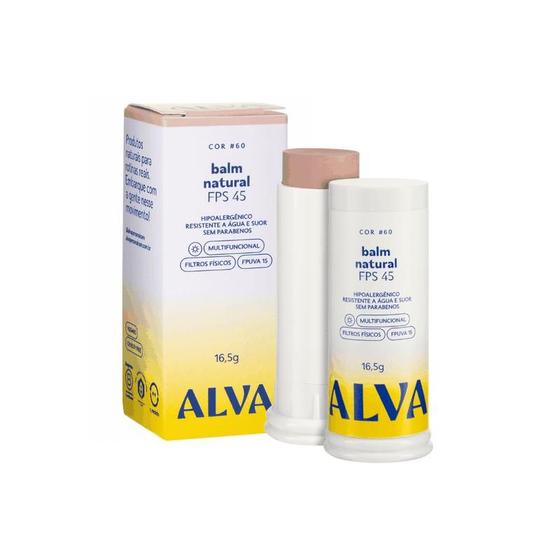 Imagem de Alva Balm Natural FPS 45 Cor 60 - Base Protetor 16,5g