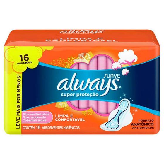 Imagem de Always absorvente super proteção suave com abas de 16 unidades 