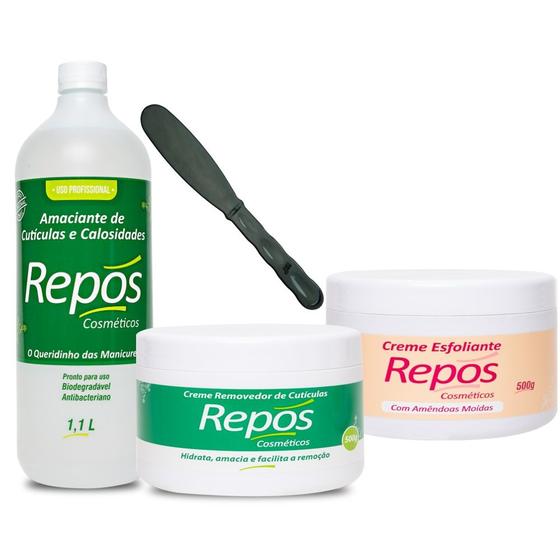 Imagem de Amaciante Cuticulas 1,1L+Removedor Cutícula+Esfoliante Repos