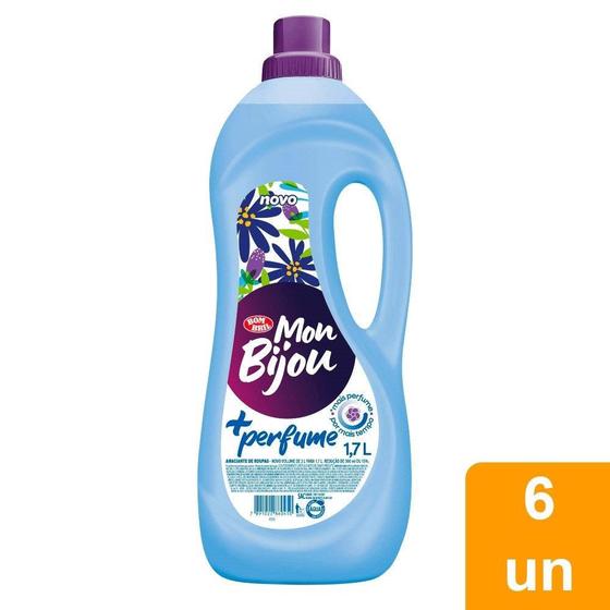 Imagem de Amaciante Mon Bijou Azul + Perfume 1,7 Litros - Embalagem com 6 Unidades