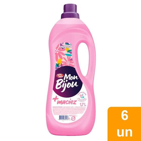 Imagem de Amaciante Mon Bijou Rosa + Maciez 1,7 Litros - Embalagem com 6 Unidades