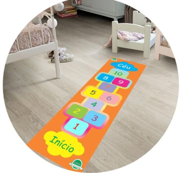 Imagem de Amarelinha Adesivo Laminado Resistente Brincadeira Infantil