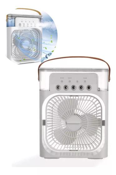 Imagem de Ambiente Agradável em Qualquer Momento: Ventilador Silencioso Portátil com Umidificador de Ar e LED.