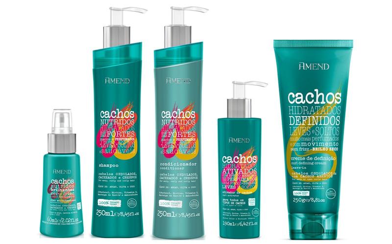 Imagem de Amend Cachos Shampoo e Condicionador e Ativador e Leave-in Cachos Abertos e Óleo Multifuncional