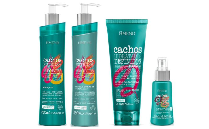 Imagem de Amend Cachos Shampoo e Condicionador e Leave-in Cachos Mais Fechados e Óleo Multifuncional