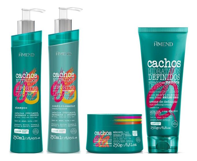 Imagem de Amend Cachos Shampoo e Condicionador e Máscara e Leave-in Fechado