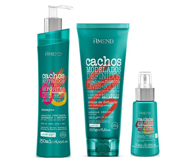 Imagem de Amend Cachos Shampoo e Leave-in Cabelos Crespos e Óleo Multifuncional