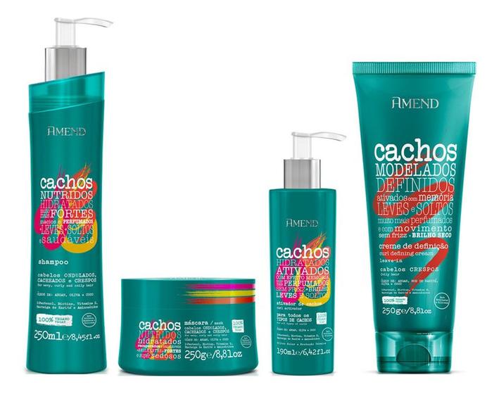 Imagem de Amend Cachos Shampoo e Máscara e Ativador e Leave-in Crespo