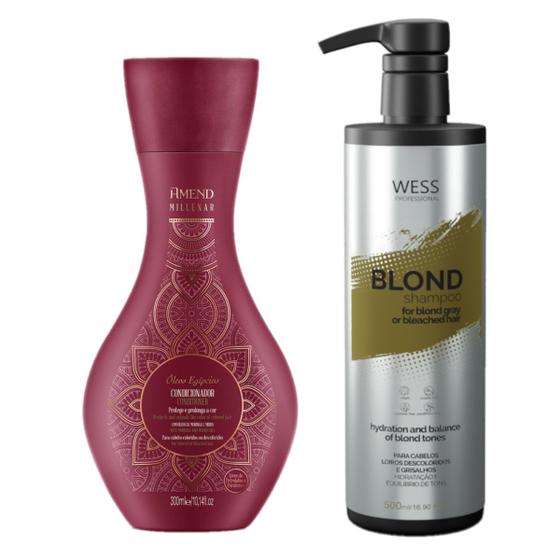 Imagem de Amend Cond Óleos Egipicios 300ml + Wess Shampoo Blond 500ml