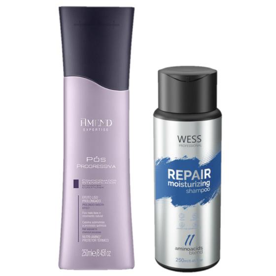 Amend Cond Pós Progressiva 250ml + Wess Shampoo Repair 250ml - AMEND/WESS Imagem de Amend Cond Pós Progressiva 250ml + Wess Shampoo Repair 250ml