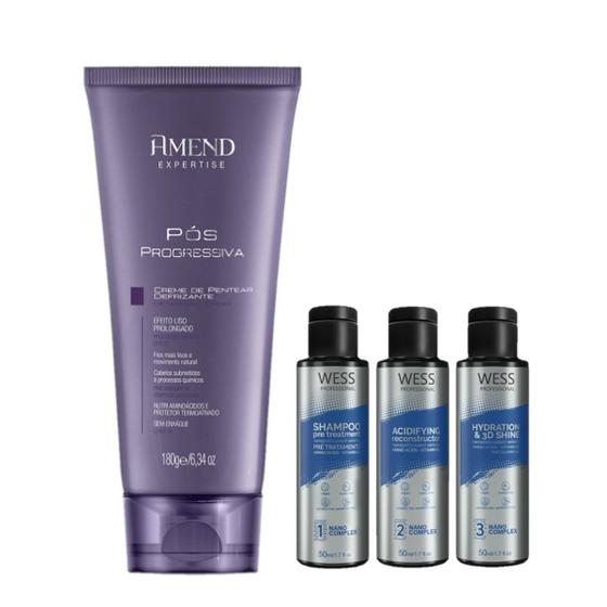 Imagem de Amend Creme Pós Progressiva 180g + Wess Kit NanoSelagem 50ml