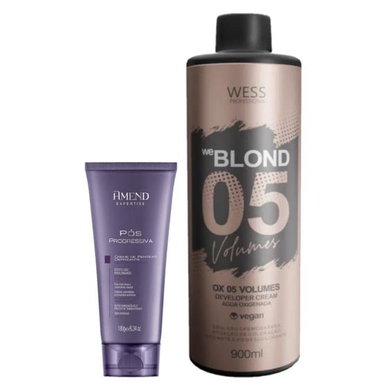 Imagem de Amend Creme Pós Progressiva 180g + Wess Ox 05 Vol. 900ml