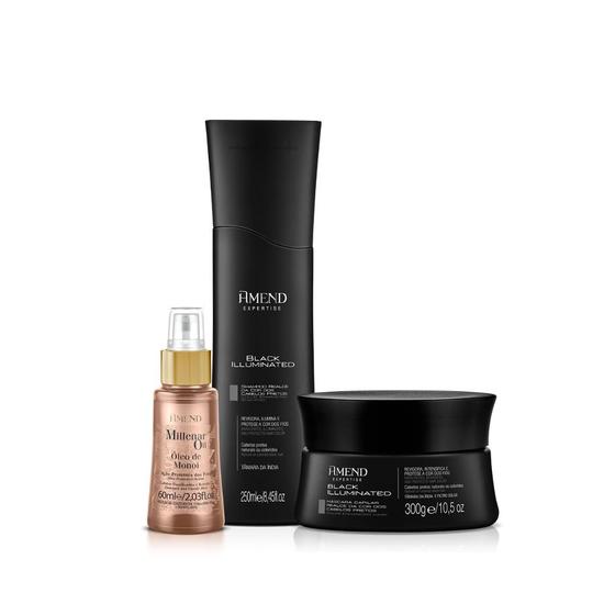 Imagem de Amend Expertise Black Illuminated Sh 250ml + Masc 300ml + Millenar Oil Monói 60ml