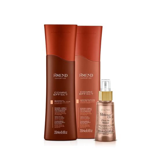 Imagem de Amend Expertise Cobre Effect Sh 250ml + Cond 250ml + Millenar Oil Monói 60ml