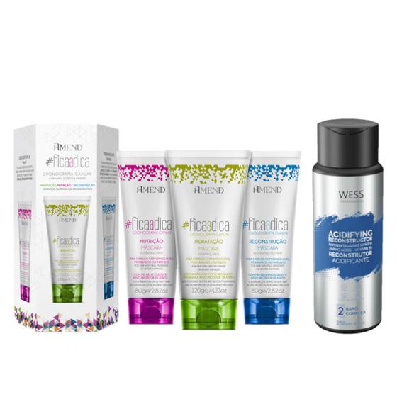 Imagem de Amend Kit Fica a Dica - 3 prod. + Wess Nano Passo 2 - 250ml