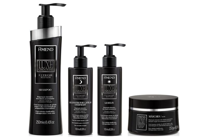 Imagem de Amend Luxe Creations Extreme Repair Shampoo e Máscara e Reconstrutor Capilar Overnight e Leave-in