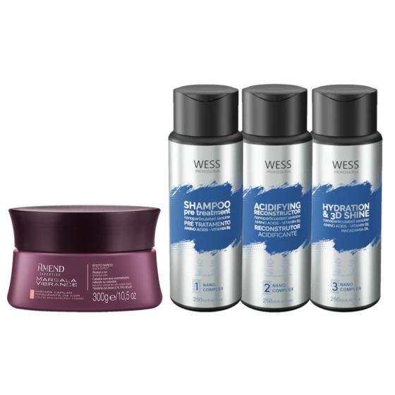 Imagem de Amend Máscara Cor Marsala 300g + Wess Kit NanoSelagem250ml