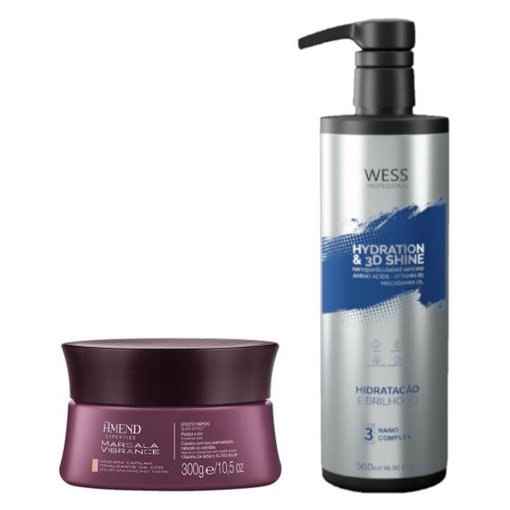 Imagem de Amend Máscara Cor Marsala 300g + Wess Nano Passo 3 - 500ml