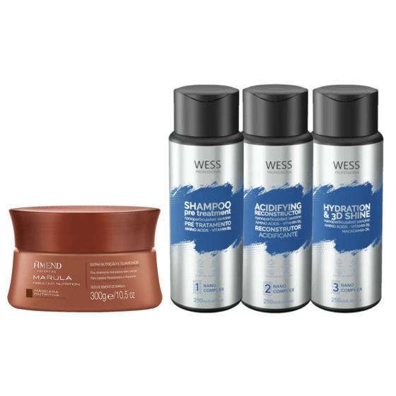 Imagem de Amend Mask Marula Fabulous 300g + Wess Kit NanoSelagem250ml
