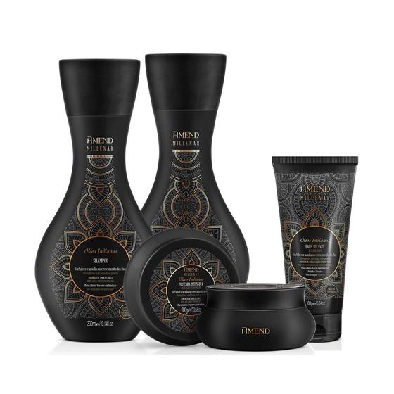 Imagem de Amend Millenar Óleos Indianos Sh 300ml + Cond 300ml + Masc 300ml + Balm Selante 180ml