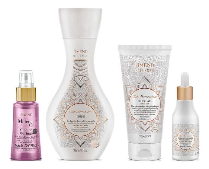 Imagem de Amend Millenar Óleos Marroquinos Shampoo e Balm Selante e Elixir e Óleo Moringa