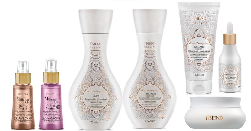 Imagem de Amend Millenar Óleos Marroquinos Shampoo e Cond e Máscara e Balm e Elixir e Óleos Monoi e Moringa