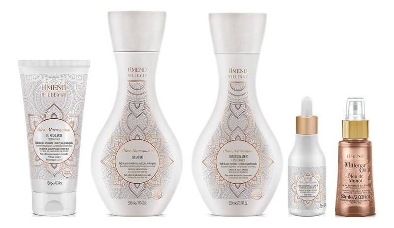 Imagem de Amend Millenar Óleos Marroquinos Shampoo e Condicionador e Balm Selante e Elixir e Óleo Monoi